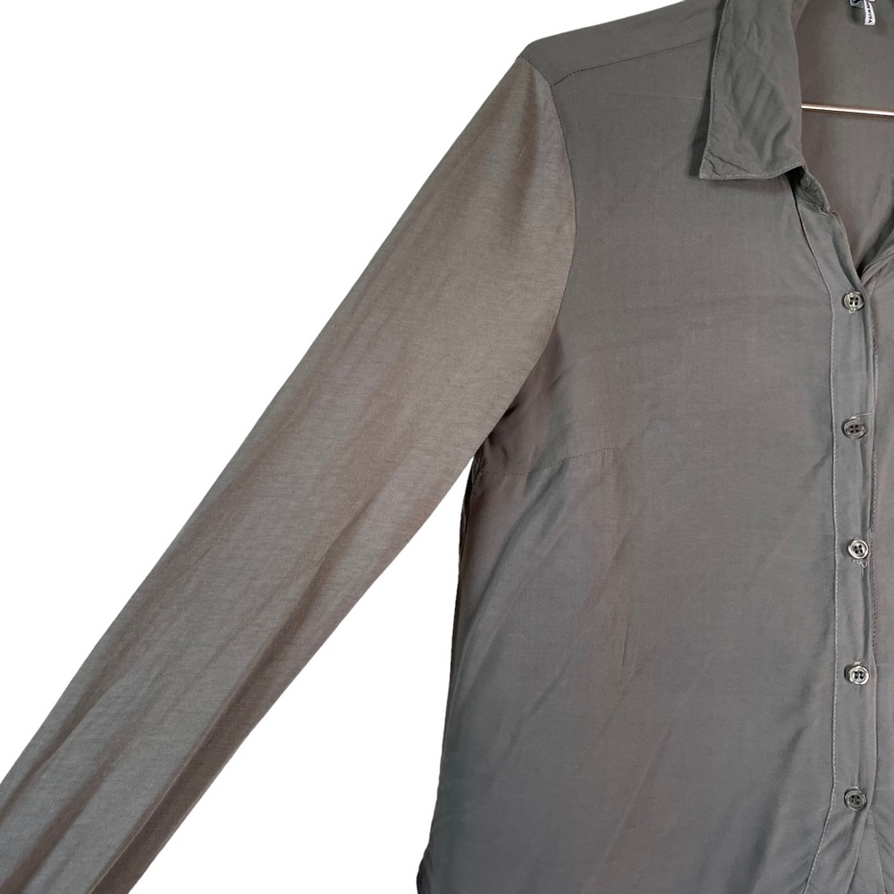 Splendid Long Sleeve Gray Button-Down Collared Bl… - image 3